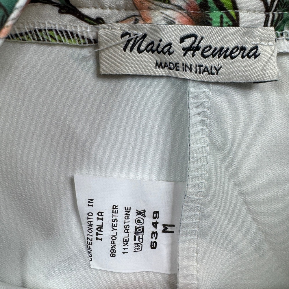 NWT Maia Hemera Made In Italy Floral Print Pants White Multi Color Womens Size M - Picture 3 of 11